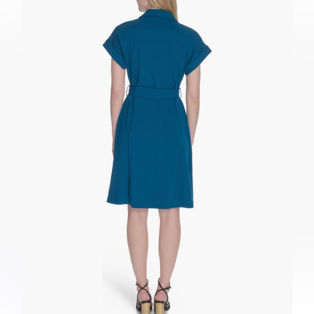 NWOT Calvin Klein Double Breasted Sleeveless Belted Dress color Cypress Size 6 - Picture 2 of 11